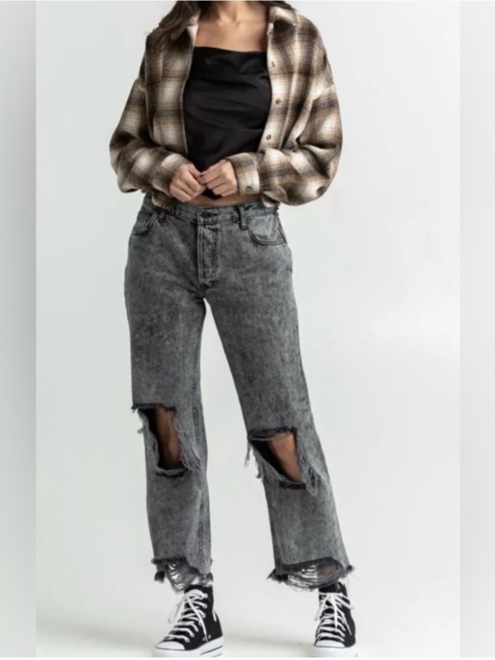 Free People Maggie Mid Rise Destroyed Jeans NWOT Size 31